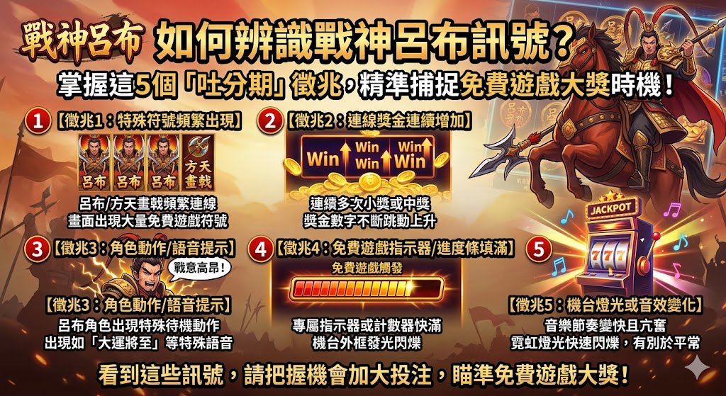 如何辨識戰神呂布訊號?掌握這5個吐分期 徵兆,精準捕捉免費遊戲大獎時機!