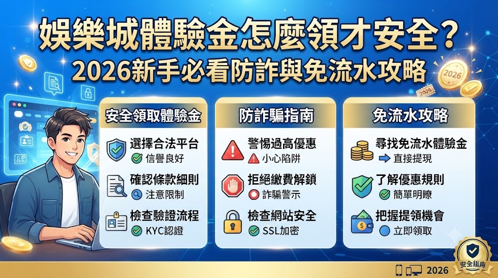 娛樂城體驗金怎麼領才安全?2026新手必看防詐與免流水攻略